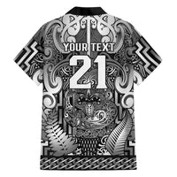 Custom New Zealand Taiaha Maori Family Matching Short Sleeve Bodycon Dress and Hawaiian Shirt Kiwikiwi Minimalist Silver Fern Tukutuku Motif LT9 - Polynesian Pride