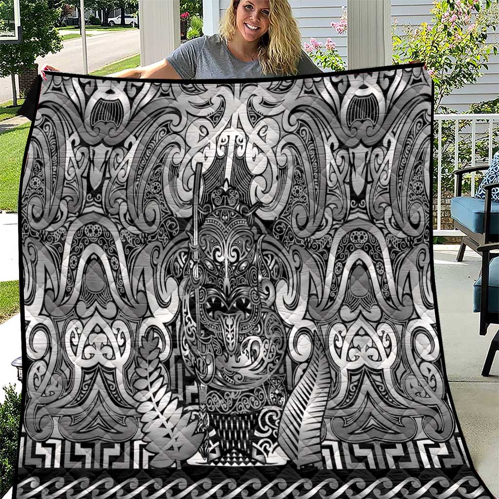New Zealand Taiaha Maori Quilt Kiwikiwi Minimalist Silver Fern Tukutuku Motif