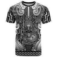 Custom New Zealand Taiaha Maori T Shirt Kiwikiwi Minimalist Silver Fern Tukutuku Motif