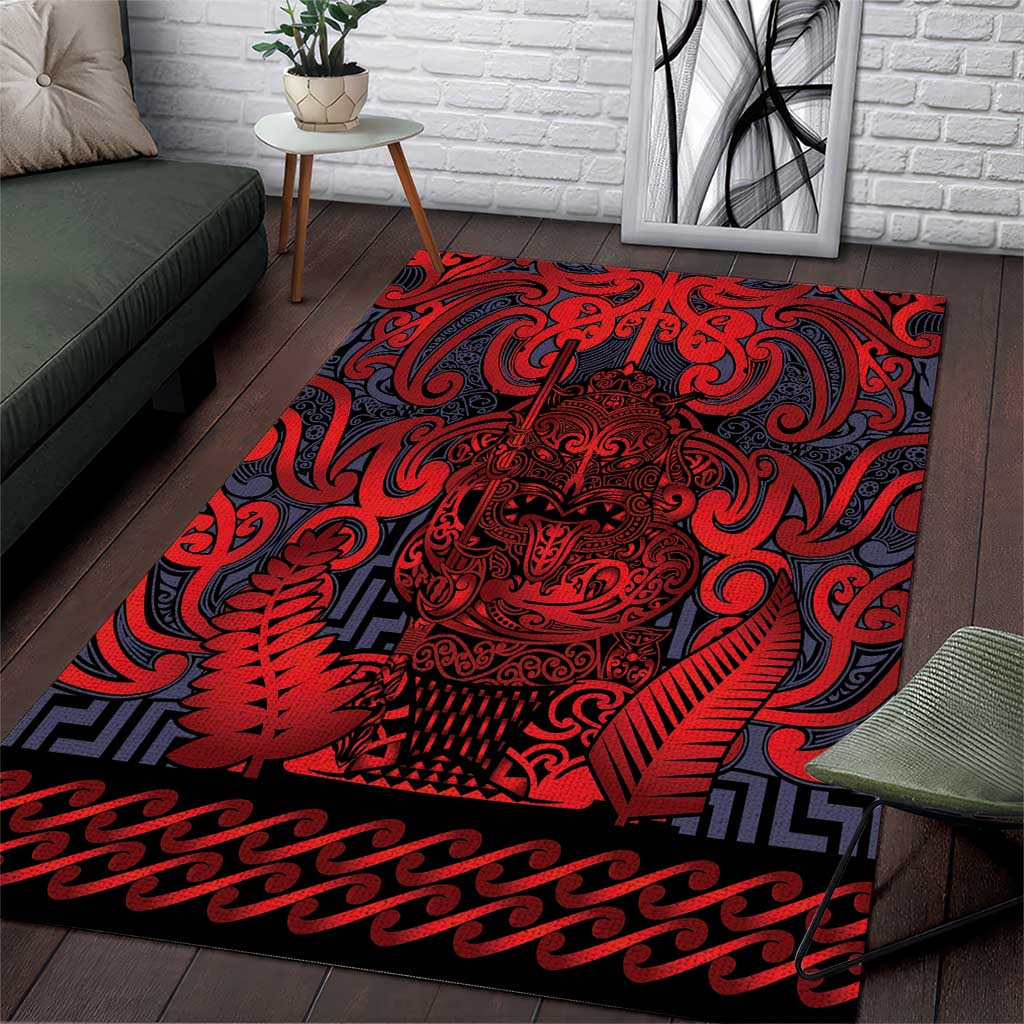New Zealand Taiaha Maori Area Rug Whero Minimalist Silver Fern Tukutuku Motif