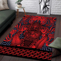 New Zealand Taiaha Maori Area Rug Whero Minimalist Silver Fern Tukutuku Motif