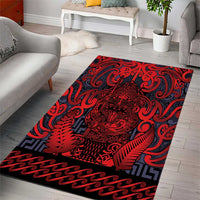 New Zealand Taiaha Maori Area Rug Whero Minimalist Silver Fern Tukutuku Motif