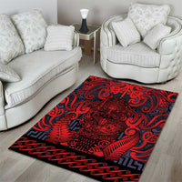 New Zealand Taiaha Maori Area Rug Whero Minimalist Silver Fern Tukutuku Motif