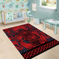 New Zealand Taiaha Maori Area Rug Whero Minimalist Silver Fern Tukutuku Motif