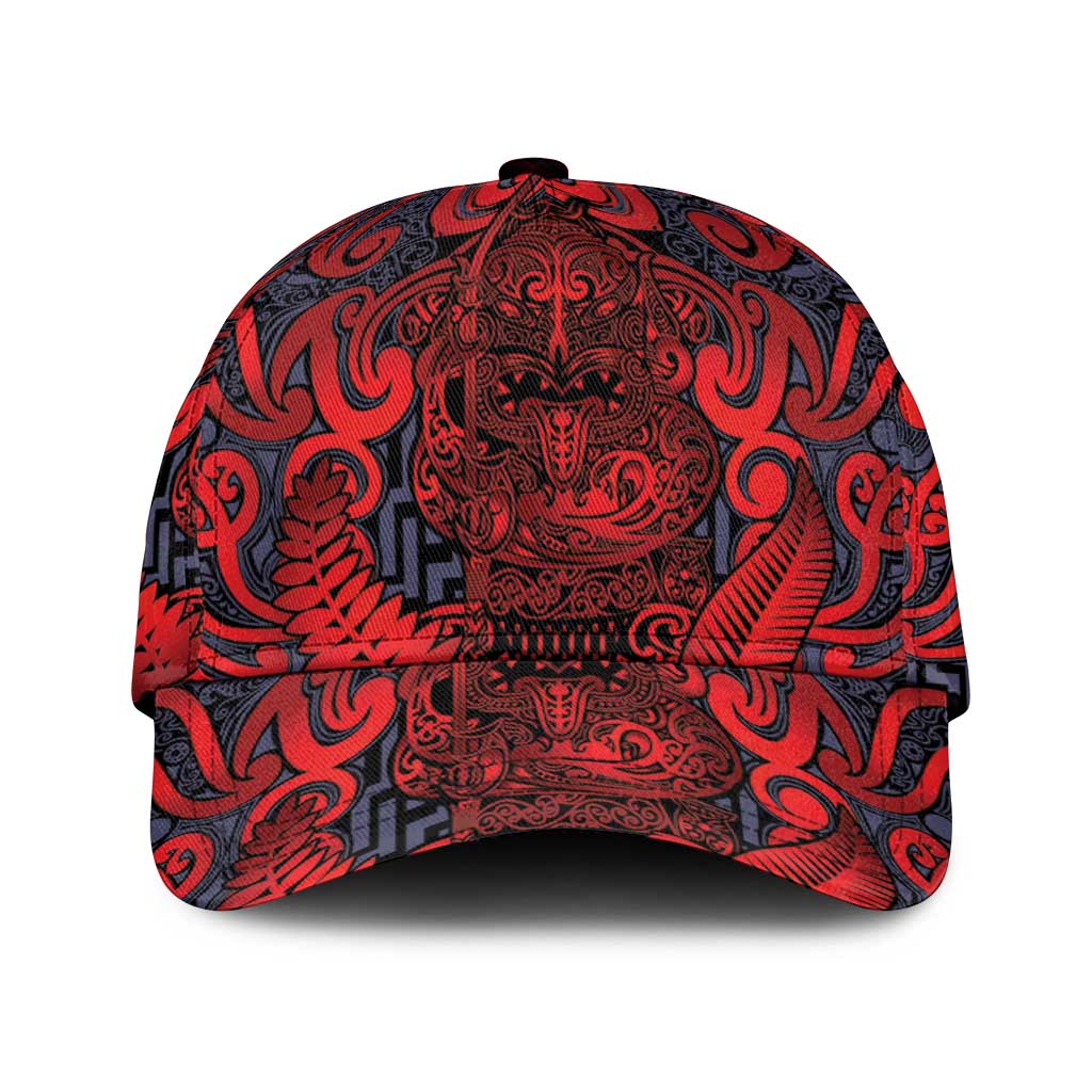 New Zealand Taiaha Maori Classic Cap Whero Minimalist Silver Fern Tukutuku Motif