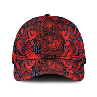 New Zealand Taiaha Maori Classic Cap Whero Minimalist Silver Fern Tukutuku Motif