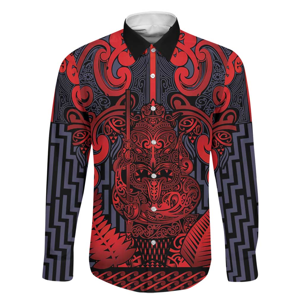 Custom New Zealand Taiaha Maori Family Matching Long Sleeve Bodycon Dress and Hawaiian Shirt Whero Minimalist Silver Fern Tukutuku Motif
