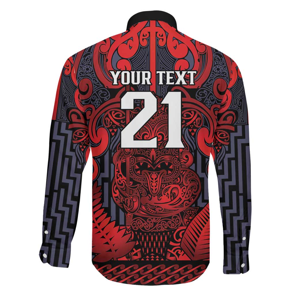 Custom New Zealand Taiaha Maori Family Matching Off The Shoulder Long Sleeve Dress and Hawaiian Shirt Whero Minimalist Silver Fern Tukutuku Motif