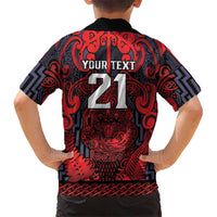 Custom New Zealand Taiaha Maori Family Matching Short Sleeve Bodycon Dress and Hawaiian Shirt Whero Minimalist Silver Fern Tukutuku Motif