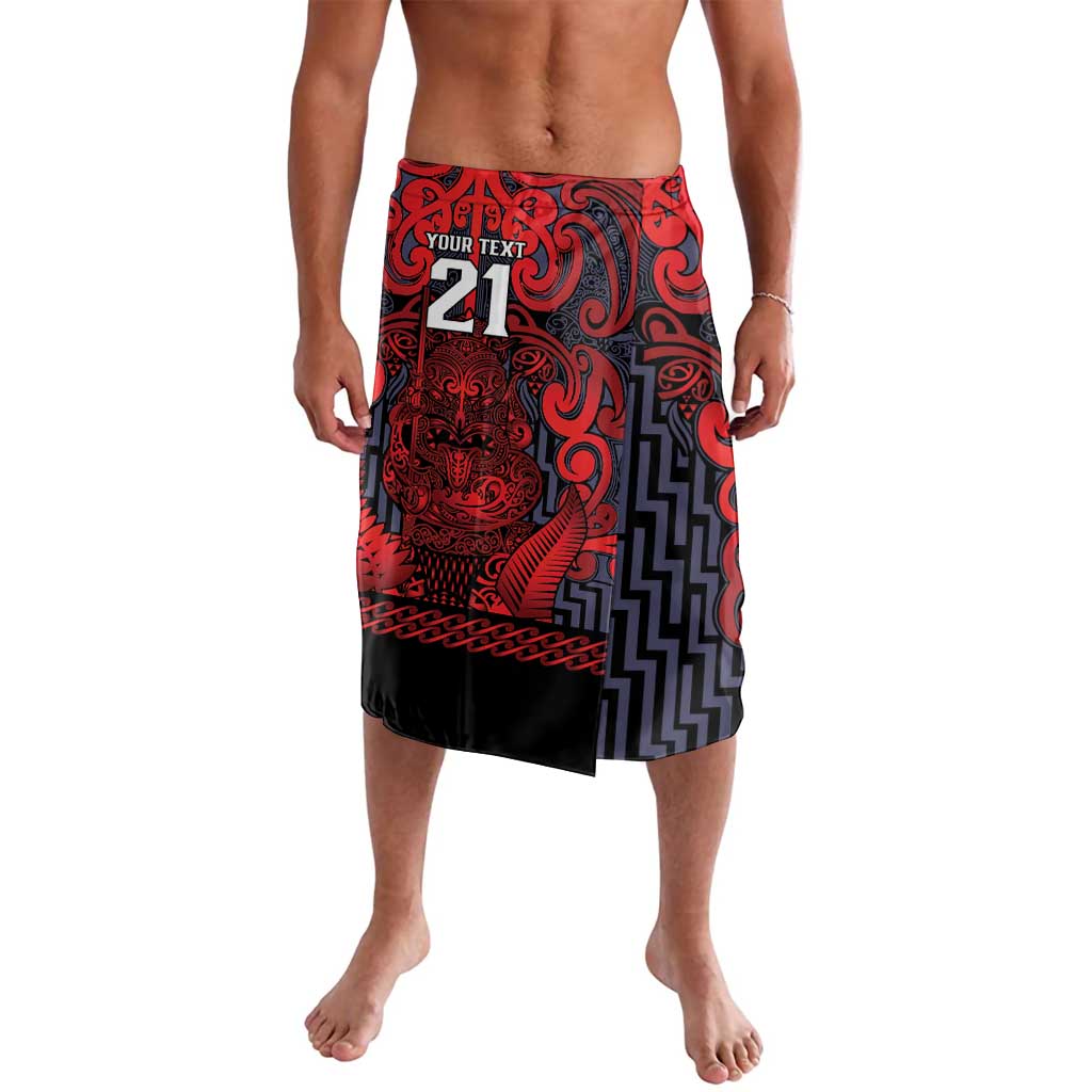 Custom New Zealand Taiaha Maori Lavalava Whero Minimalist Silver Fern Tukutuku Motif