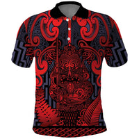 Custom New Zealand Taiaha Maori Polo Shirt Whero Minimalist Silver Fern Tukutuku Motif