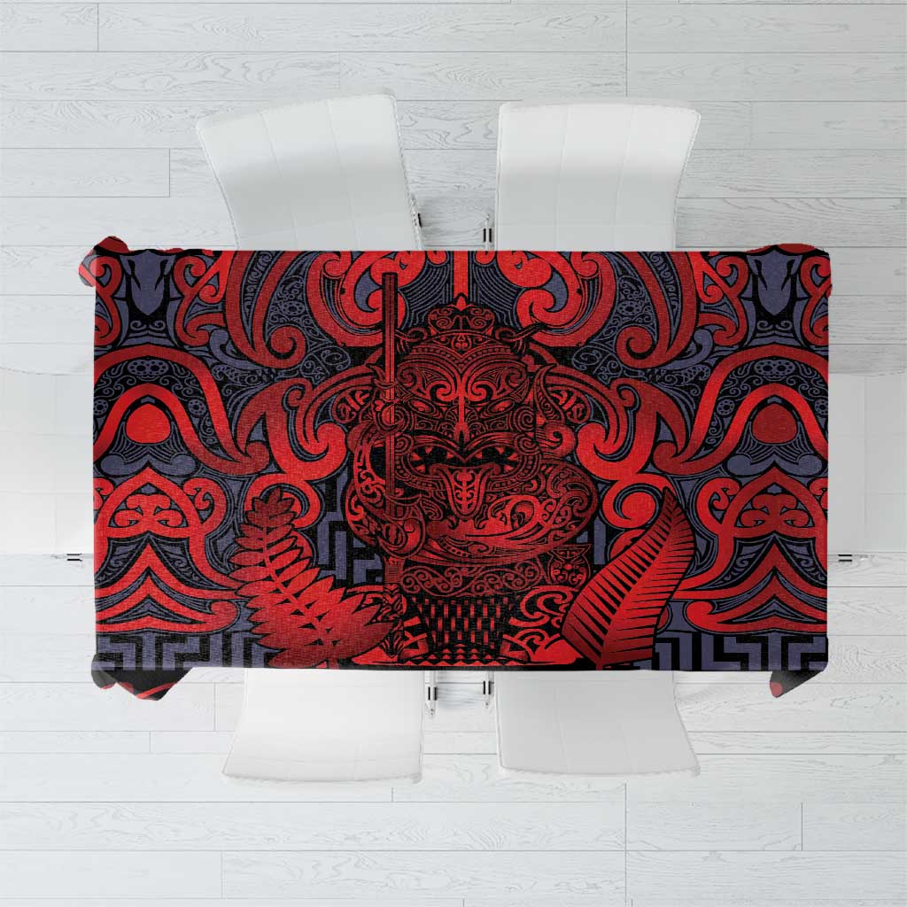 New Zealand Taiaha Maori Tablecloth Whero Minimalist Silver Fern Tukutuku Motif