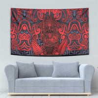 New Zealand Taiaha Maori Tapestry Whero Minimalist Silver Fern Tukutuku Motif