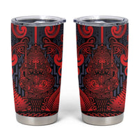 Custom New Zealand Taiaha Maori Tumbler Cup Whero Minimalist Silver Fern Tukutuku Motif