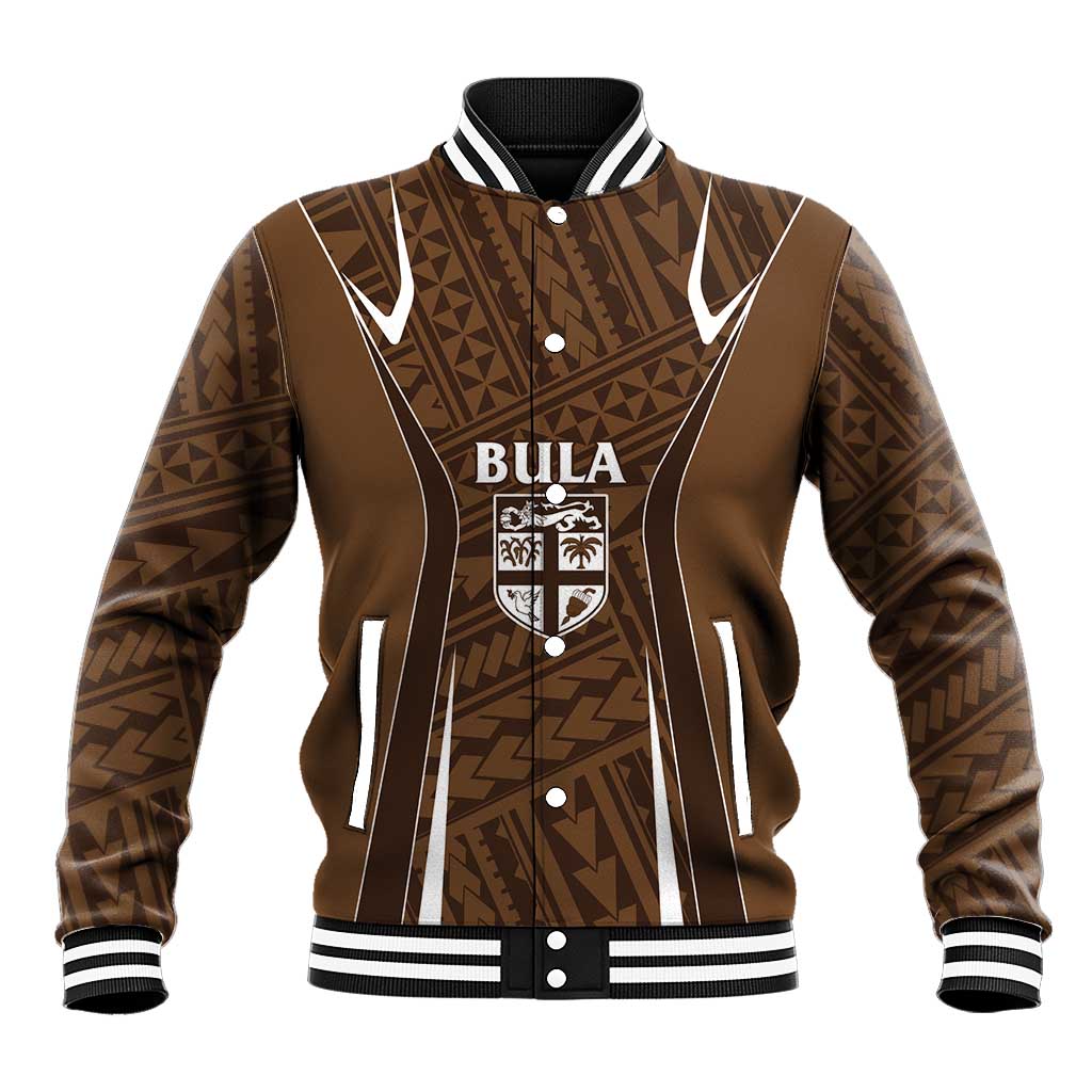 Custom Oceania Football Bula Fiji Baseball Jacket Polynesian Tribal Pattern LT9 Unisex Brown - Polynesian Pride