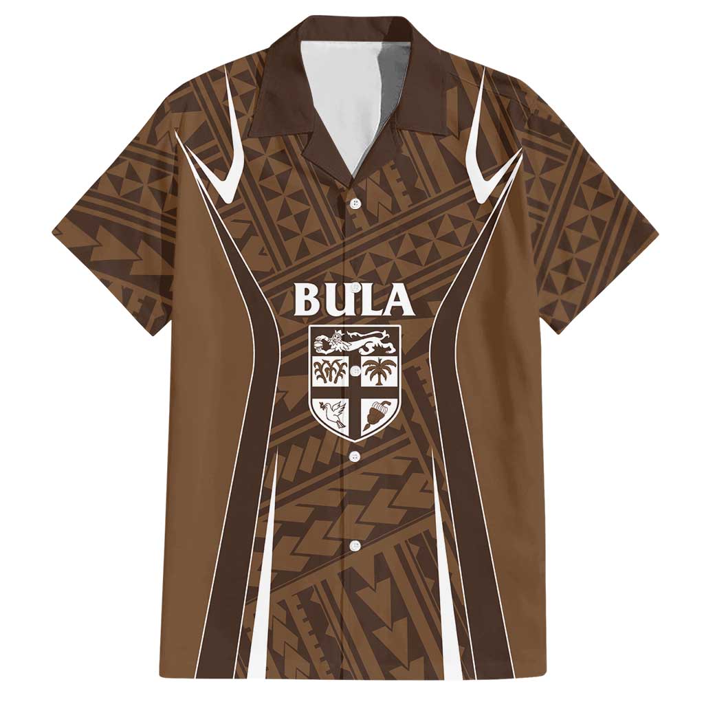 Custom Oceania Football Bula Fiji Hawaiian Shirt Polynesian Tribal Pattern LT9 Brown - Polynesian Pride