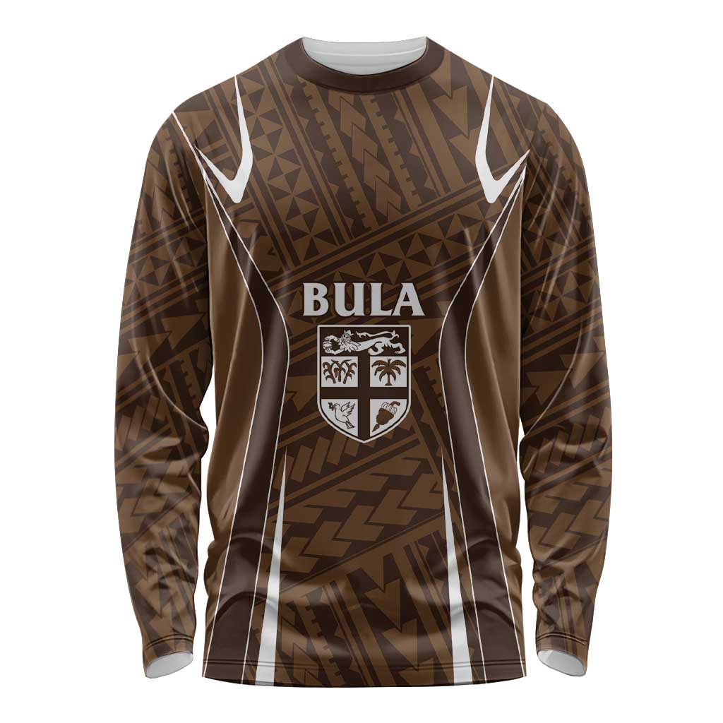 Custom Oceania Football Bula Fiji Long Sleeve Shirt Polynesian Tribal Pattern