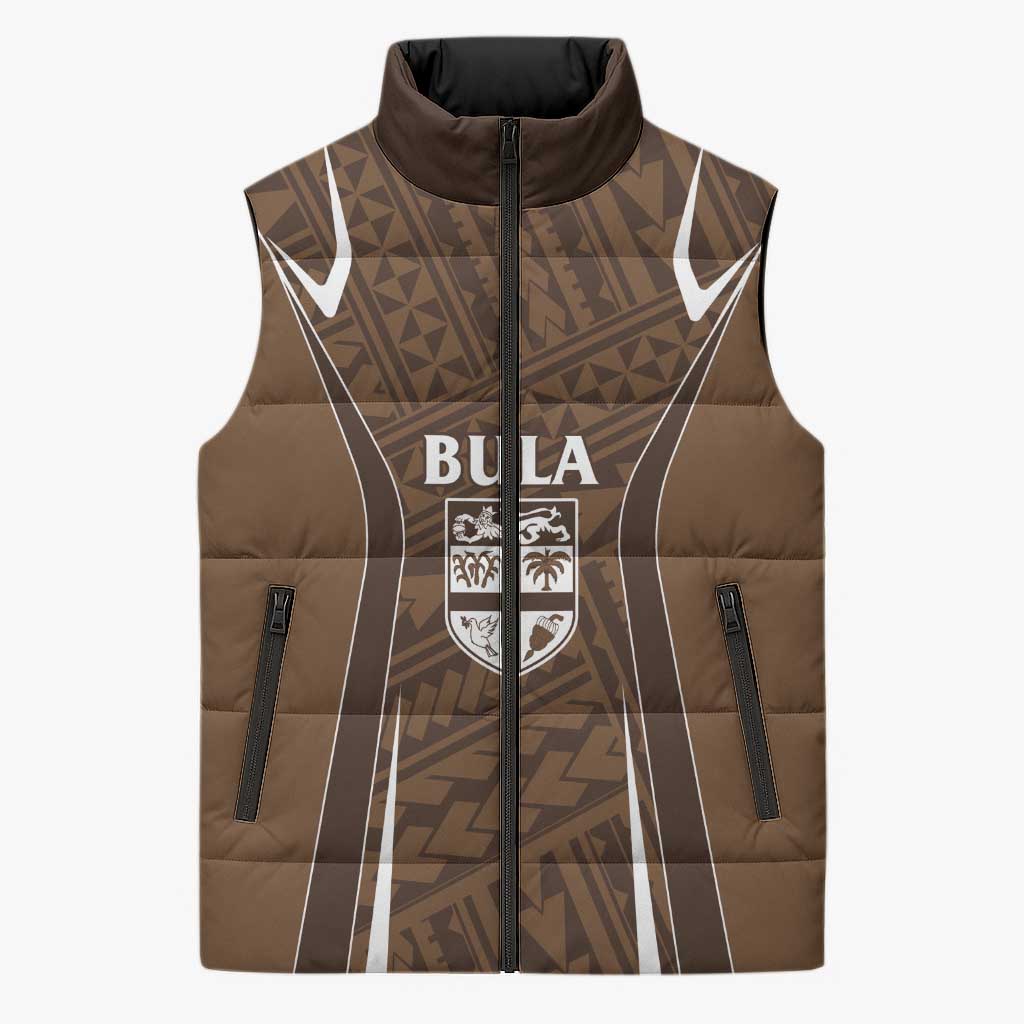 Custom Oceania Football Bula Fiji Sleeveless Puffer Jacket Polynesian Tribal Pattern