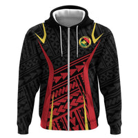 Custom Oceania Football Papua New Guinea Hoodie Polynesian Tribal Pattern LT9 Zip Hoodie Red - Polynesian Pride