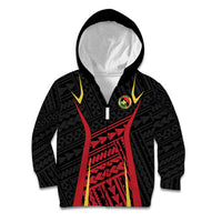Custom Oceania Football Papua New Guinea Kid Hoodie Polynesian Tribal Pattern LT9 Zip Hoodie Red - Polynesian Pride