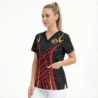 Custom Oceania Football Papua New Guinea Scrub Top Polynesian Tribal Pattern