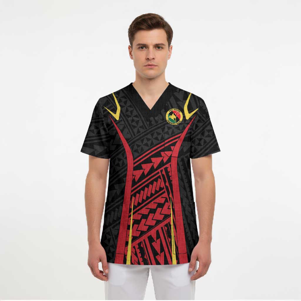 Custom Oceania Football Papua New Guinea Scrub Top Polynesian Tribal Pattern