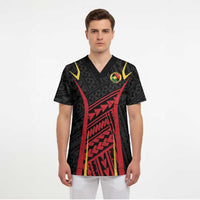 Custom Oceania Football Papua New Guinea Scrub Top Polynesian Tribal Pattern
