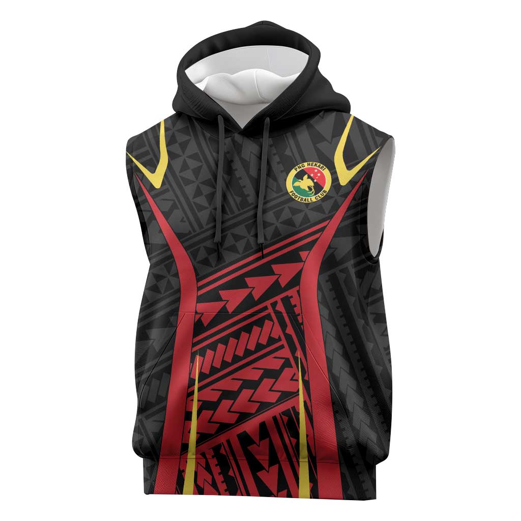 Custom Oceania Football Papua New Guinea Sleeveless Hoodie Polynesian Tribal Pattern