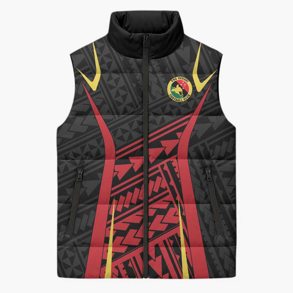 Custom Oceania Football Papua New Guinea Sleeveless Puffer Jacket Polynesian Tribal Pattern