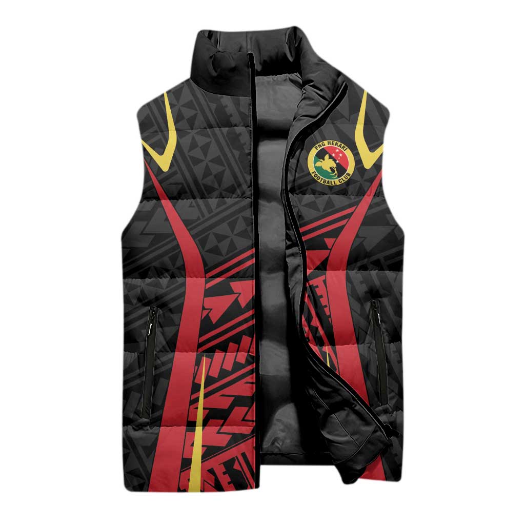 Custom Oceania Football Papua New Guinea Sleeveless Puffer Jacket Polynesian Tribal Pattern