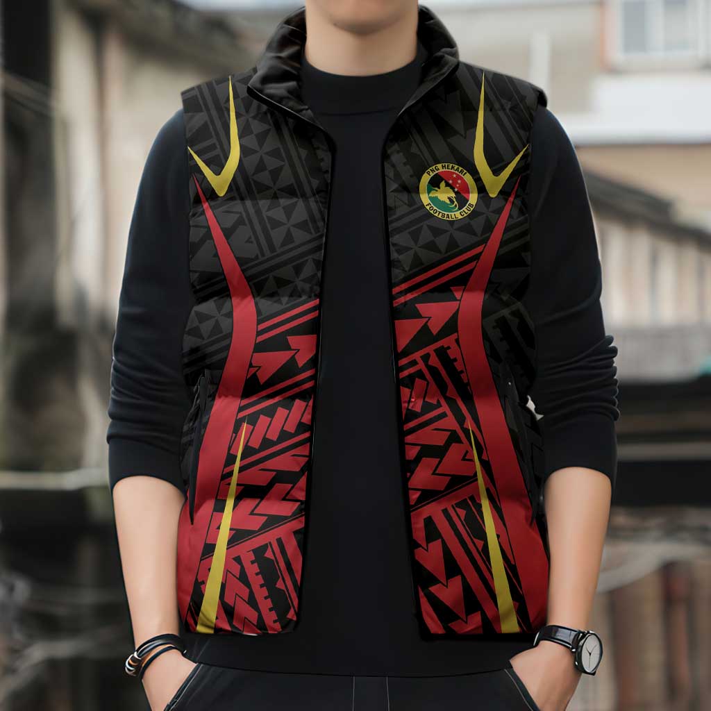 Custom Oceania Football Papua New Guinea Sleeveless Puffer Jacket Polynesian Tribal Pattern