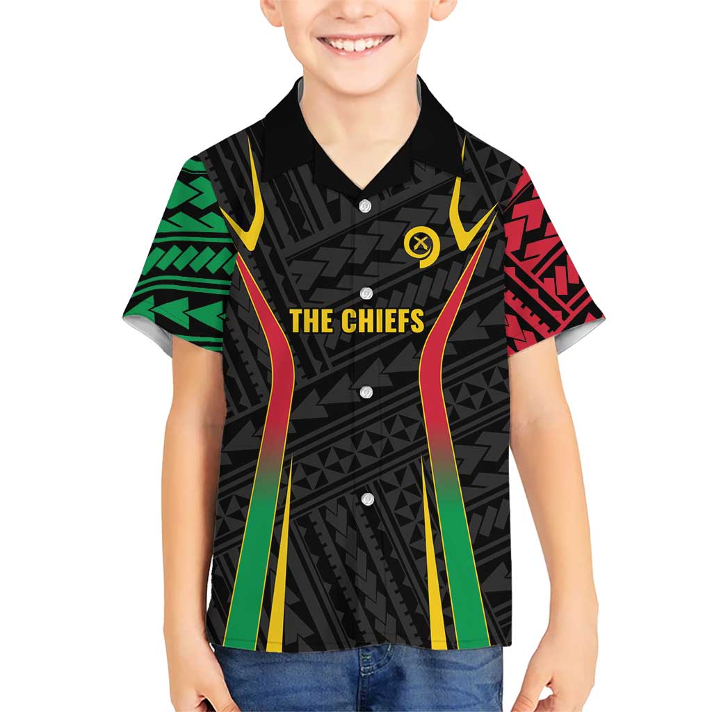 Custom Oceania Football Vanuatu Kid Hawaiian Shirt Polynesian Tribal Pattern