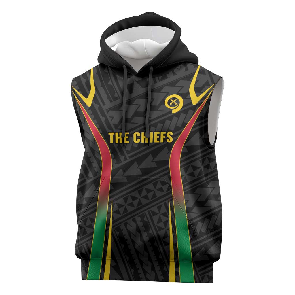 Custom Oceania Football Vanuatu Sleeveless Hoodie Polynesian Tribal Pattern