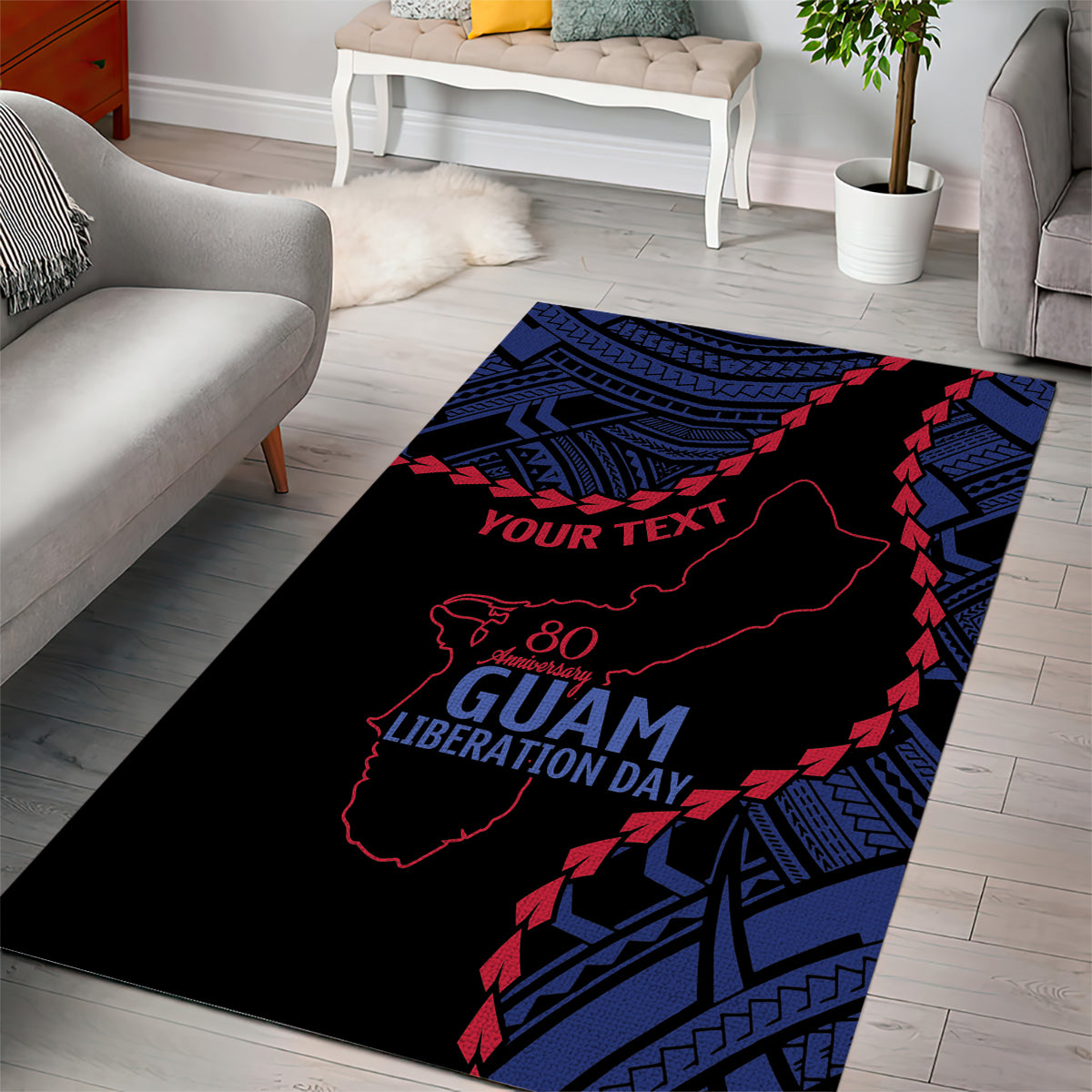 Personalized Guam 80th Anniversary Liberation Day Area Rug Guahan Basic Seal
