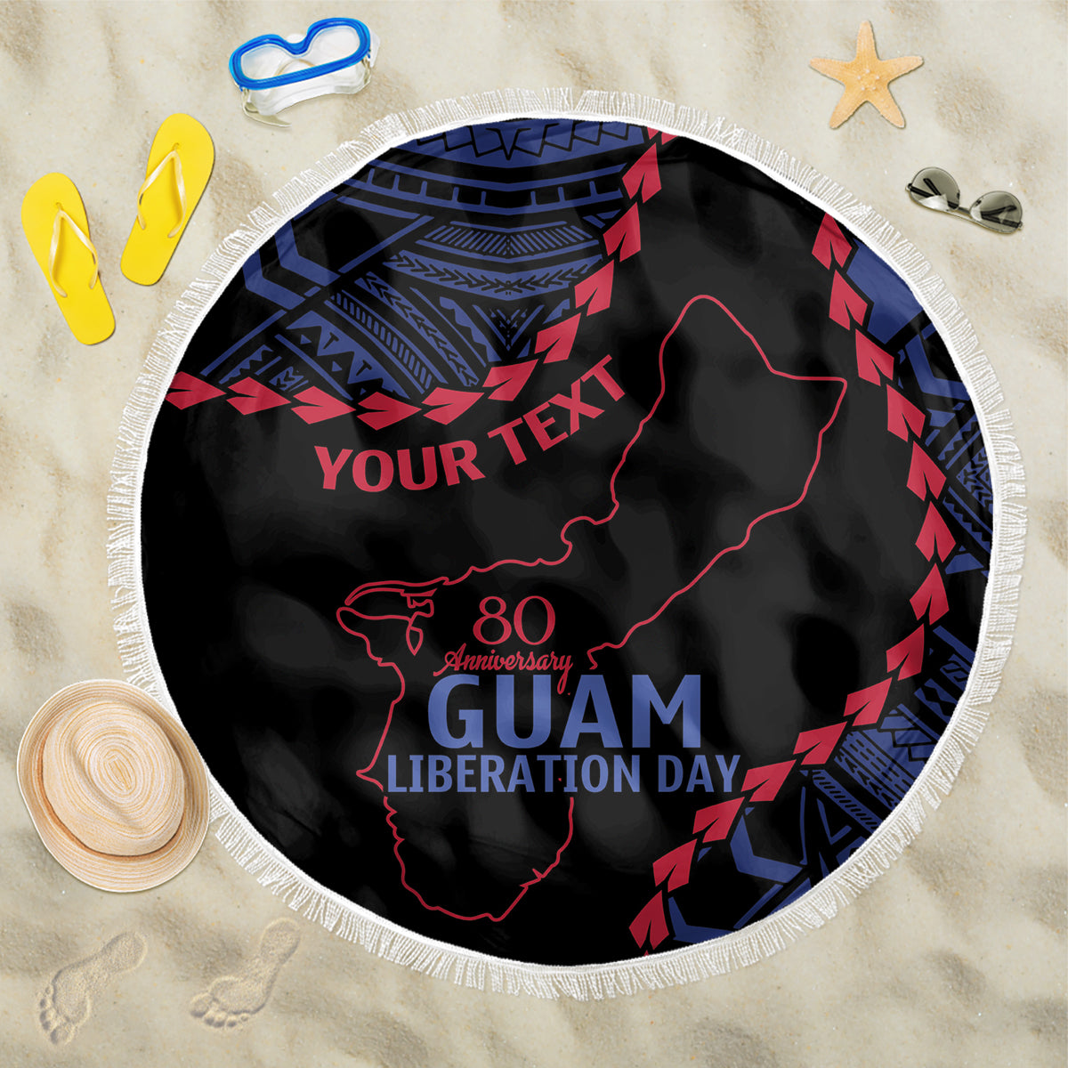Personalized Guam 80th Anniversary Liberation Day Beach Blanket Guahan Basic Seal