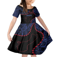 Personalized Guam 80th Anniversary Liberation Day Family Matching Puletasi and Hawaiian Shirt Guahan Basic Seal LT9 Daughter's Dress Black - Polynesian Pride