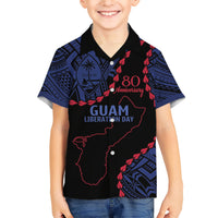Personalized Guam 80th Anniversary Liberation Day Family Matching Short Sleeve Bodycon Dress and Hawaiian Shirt Guahan Basic Seal LT9 Son's Shirt Black - Polynesian Pride
