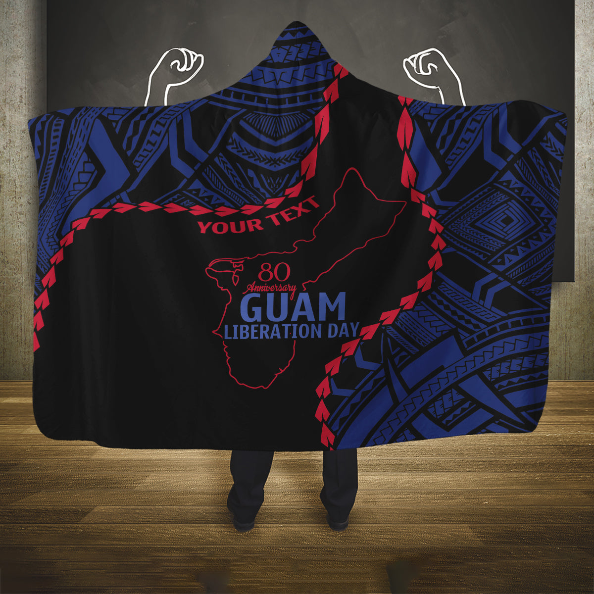 Personalized Guam 80th Anniversary Liberation Day Hooded Blanket Guahan Basic Seal