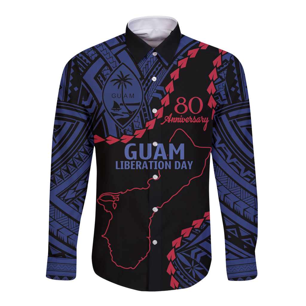 Personalized Guam 80th Anniversary Liberation Day Long Sleeve Button Shirt Guahan Basic Seal