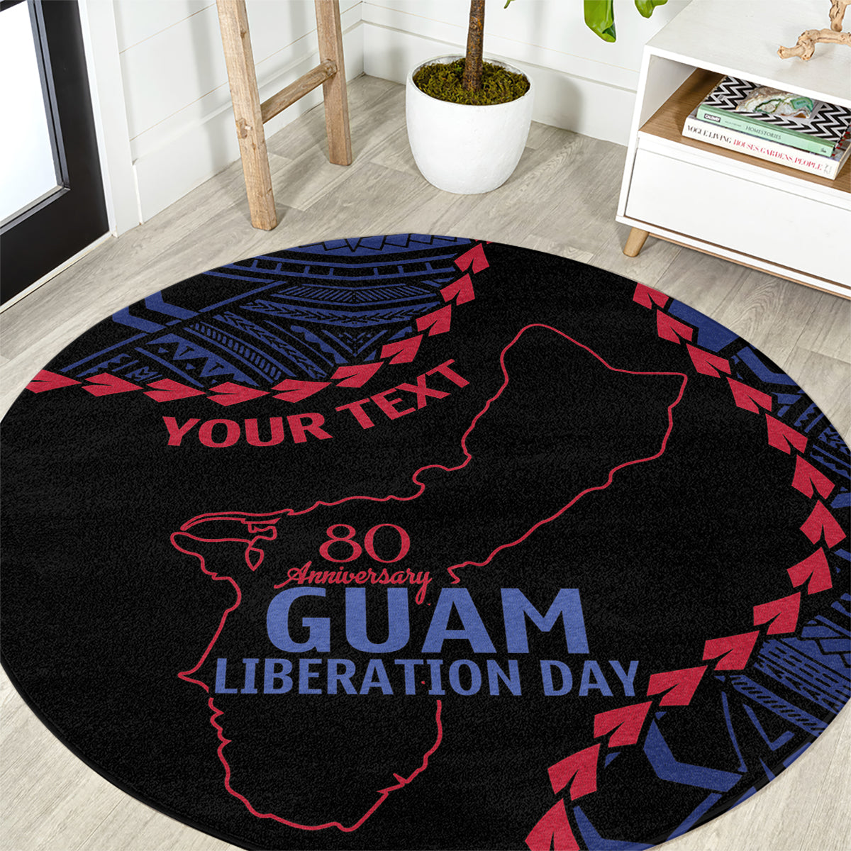 Personalized Guam 80th Anniversary Liberation Day Round Carpet Guahan Basic Seal