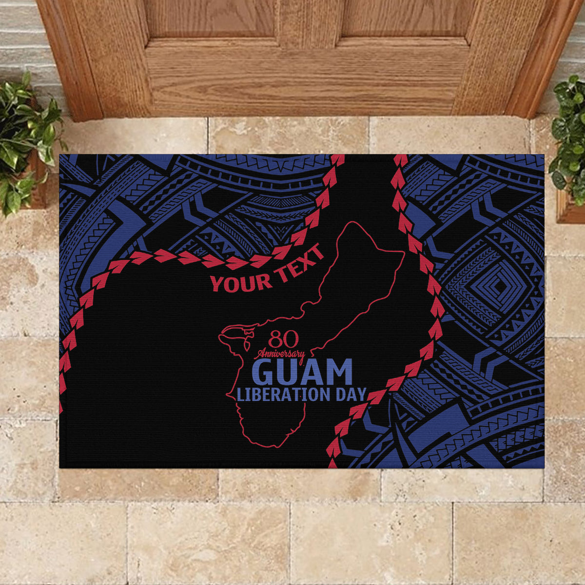 Personalized Guam 80th Anniversary Liberation Day Rubber Doormat Guahan Basic Seal