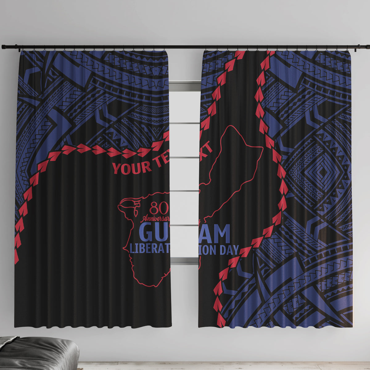 Personalized Guam 80th Anniversary Liberation Day Window Curtain Guahan Basic Seal