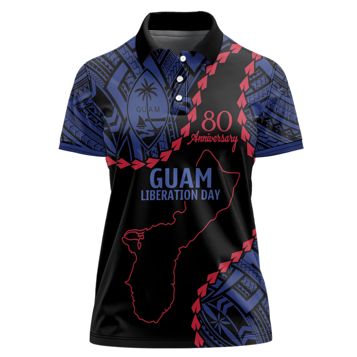 Personalized Guam 80th Anniversary Liberation Day Women Polo Shirt Guahan Basic Seal