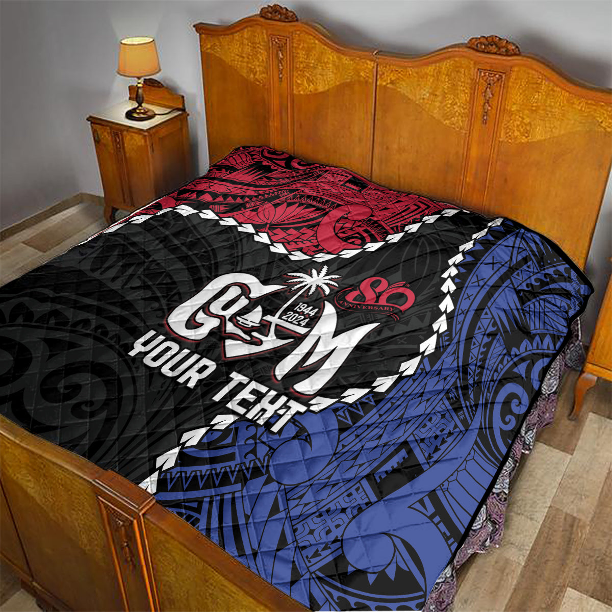 Personalized Guam 80th Anniversary Liberation Day Quilt Tano I Man Chamoru Since 1944