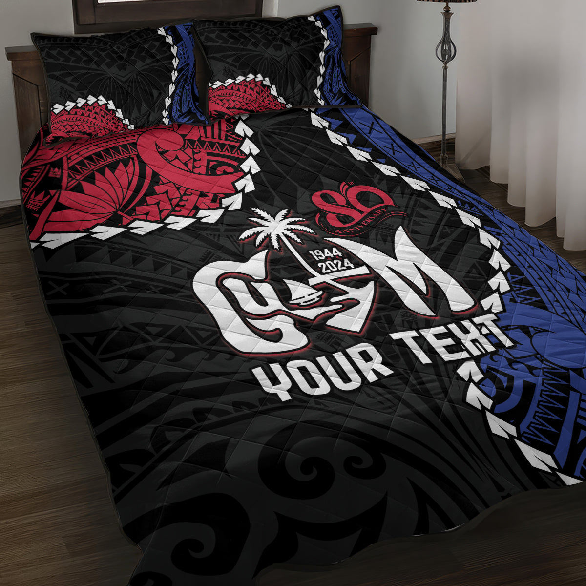 Personalized Guam 80th Anniversary Liberation Day Quilt Bed Set Tano I Man Chamoru Since 1944