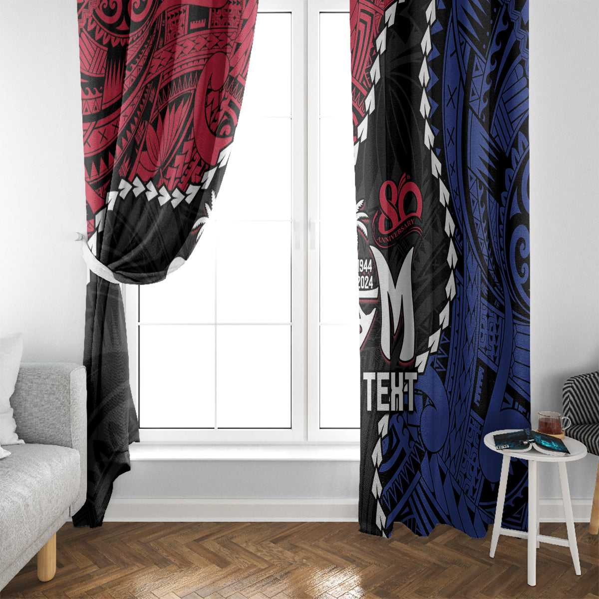 Personalized Guam 80th Anniversary Liberation Day Window Curtain Tano I Man Chamoru Since 1944