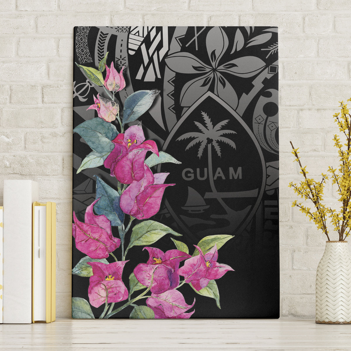 Guahan Puti Tai Nobiu Canvas Wall Art Guam Bougainvillea Flower Art