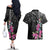 Guahan Puti Tai Nobiu Couples Matching Off The Shoulder Long Sleeve Dress and Hawaiian Shirt Guam Bougainvillea Flower Art