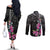 Guahan Puti Tai Nobiu Couples Matching Off The Shoulder Long Sleeve Dress and Long Sleeve Button Shirt Guam Bougainvillea Flower Art