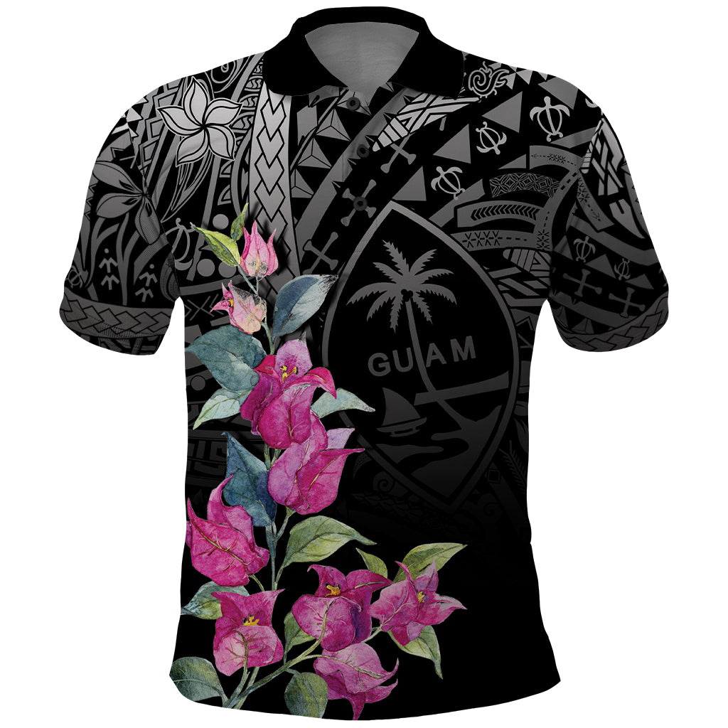 Guahan Puti Tai Nobiu Polo Shirt Guam Bougainvillea Flower Art